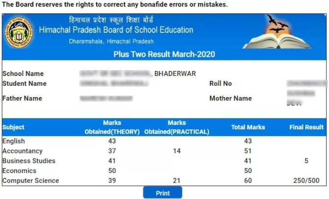 HPBOSE 12th Result 2024 (Link Out) 