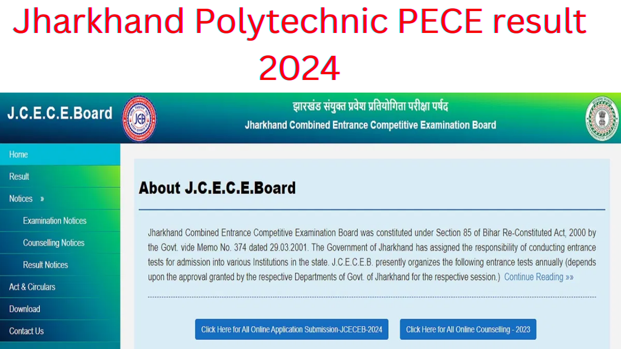 Jharkhand Polytechnic PECE result 2024