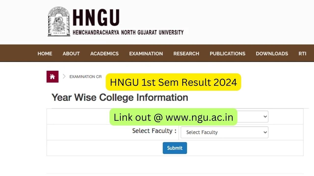 HNGU 1st Sem Result 2024 Link out @ www.ngu.ac.in